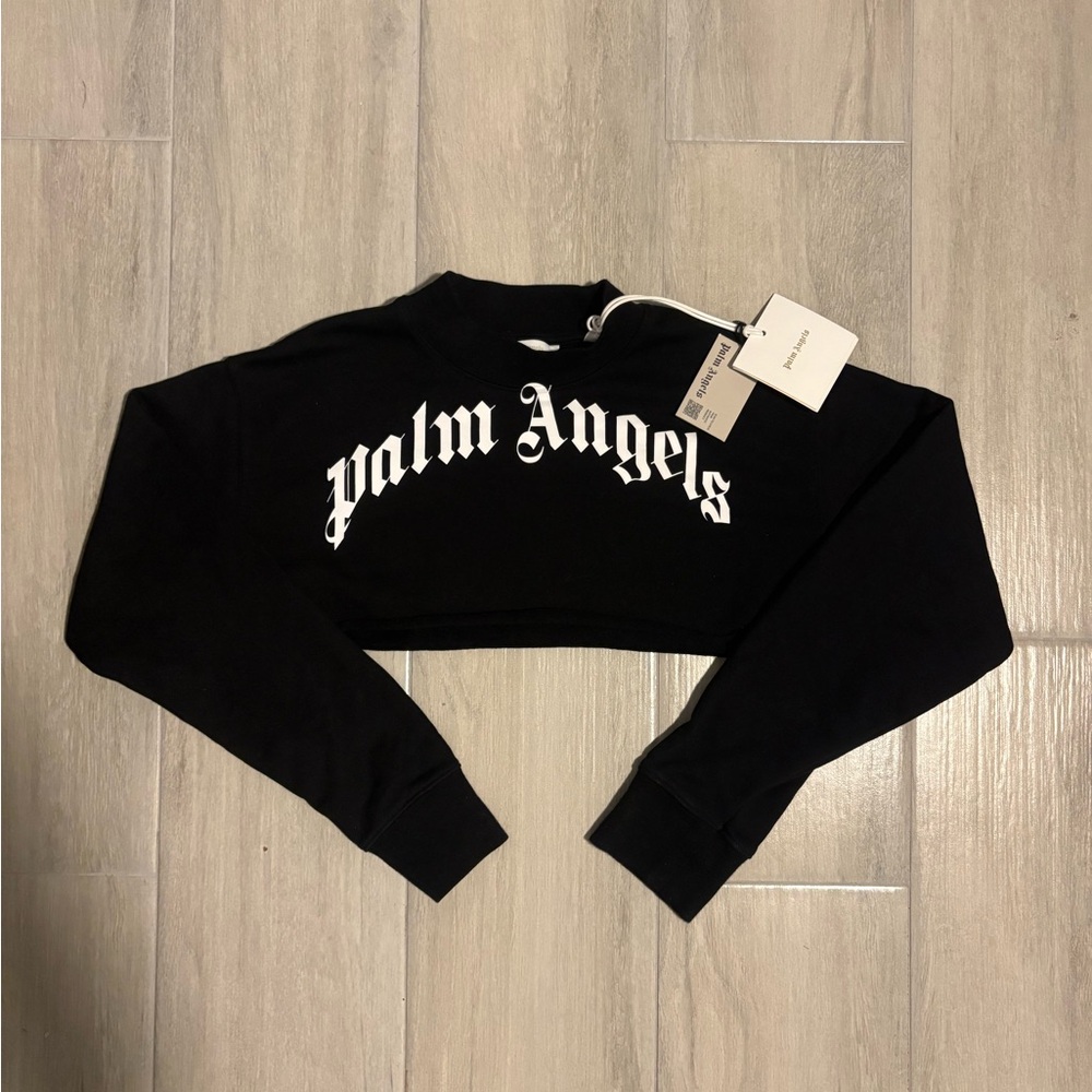 Palm Angels Black and White Logo Crop Top